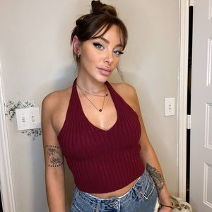 Burgundy halter top